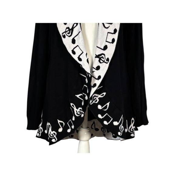 Hot Topic Music Note Hooded Flyaway Cardigan Size 2X Black White - Picture 5 of 11